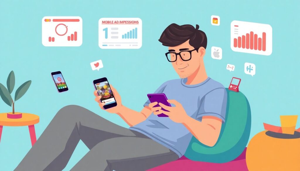 Реклама в мобильных приложениях: как это работает. - иллюстрация